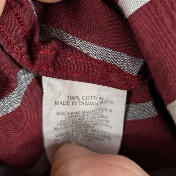 Express Design Studio M Shirt Mens Maroon Stripe Modern Fit Taiwan Y2K Retro - Picture 3 of 4